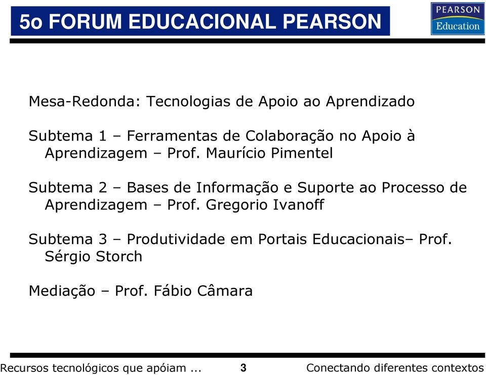 Maurício Pimentel Subtema 2 Bases de Informação e Suporte ao Processo de Aprendizagem Prof.