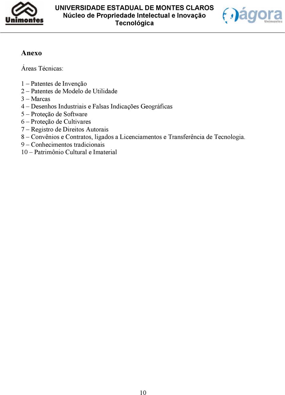 Cultivares 7 Registro de Direitos Autorais 8 Convênios e Contratos, ligados a Licenciamentos