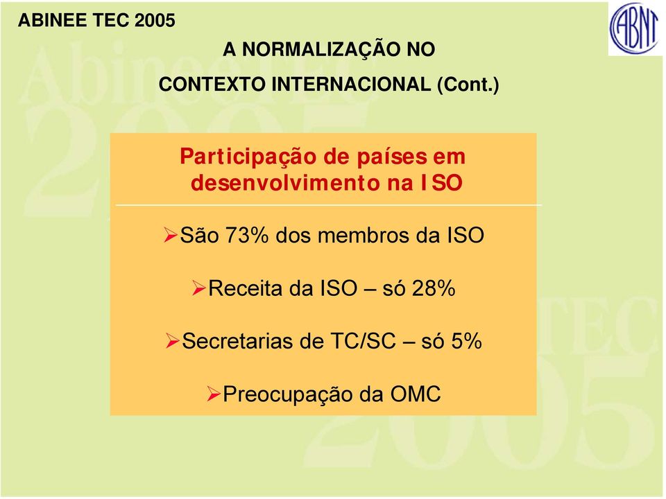 ISO São 73% dos membros da ISO Receita da ISO