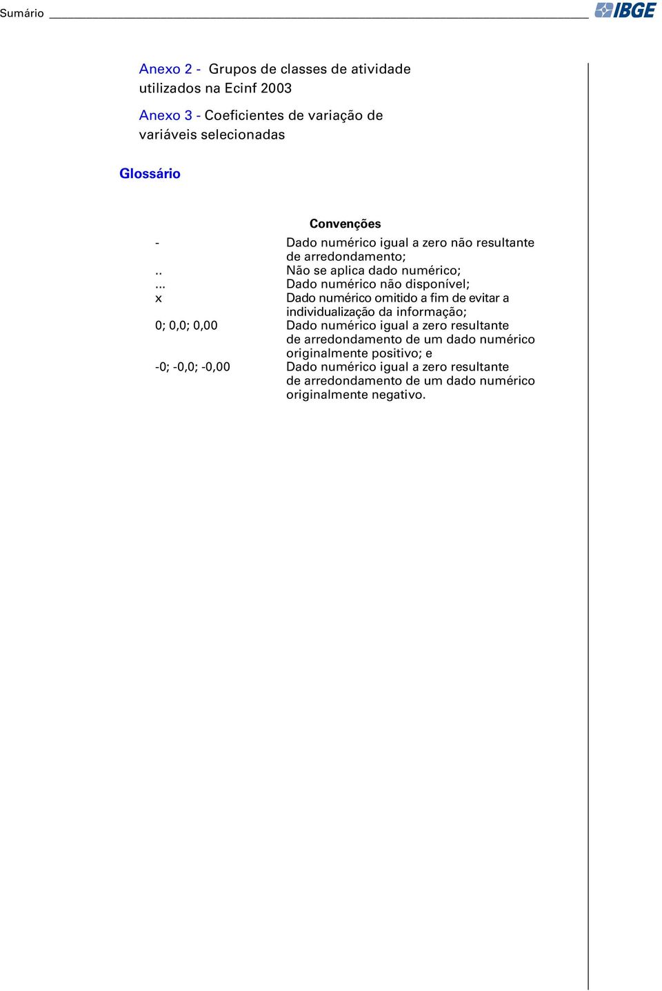 .. Dado numérico não disponívl; x Dado numérico omitido a fim d vitar a individualização da informação; 0; 0,0; 0,00 Dado numérico