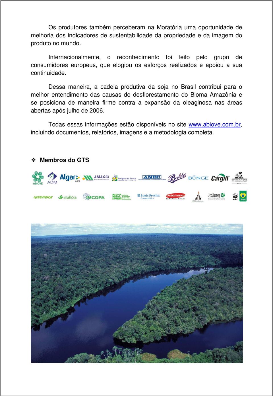 Dessa maneira, a cadeia produtiva da soja no Brasil contribui para o melhor entendimento das causas do desflorestamento do Bioma Amazônia e se posiciona de maneira firme