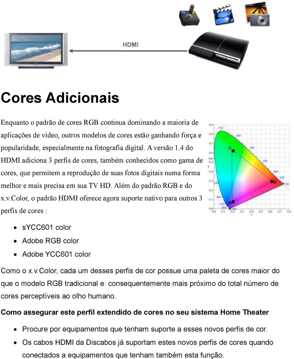 Além do padrão RGB e do x.v.