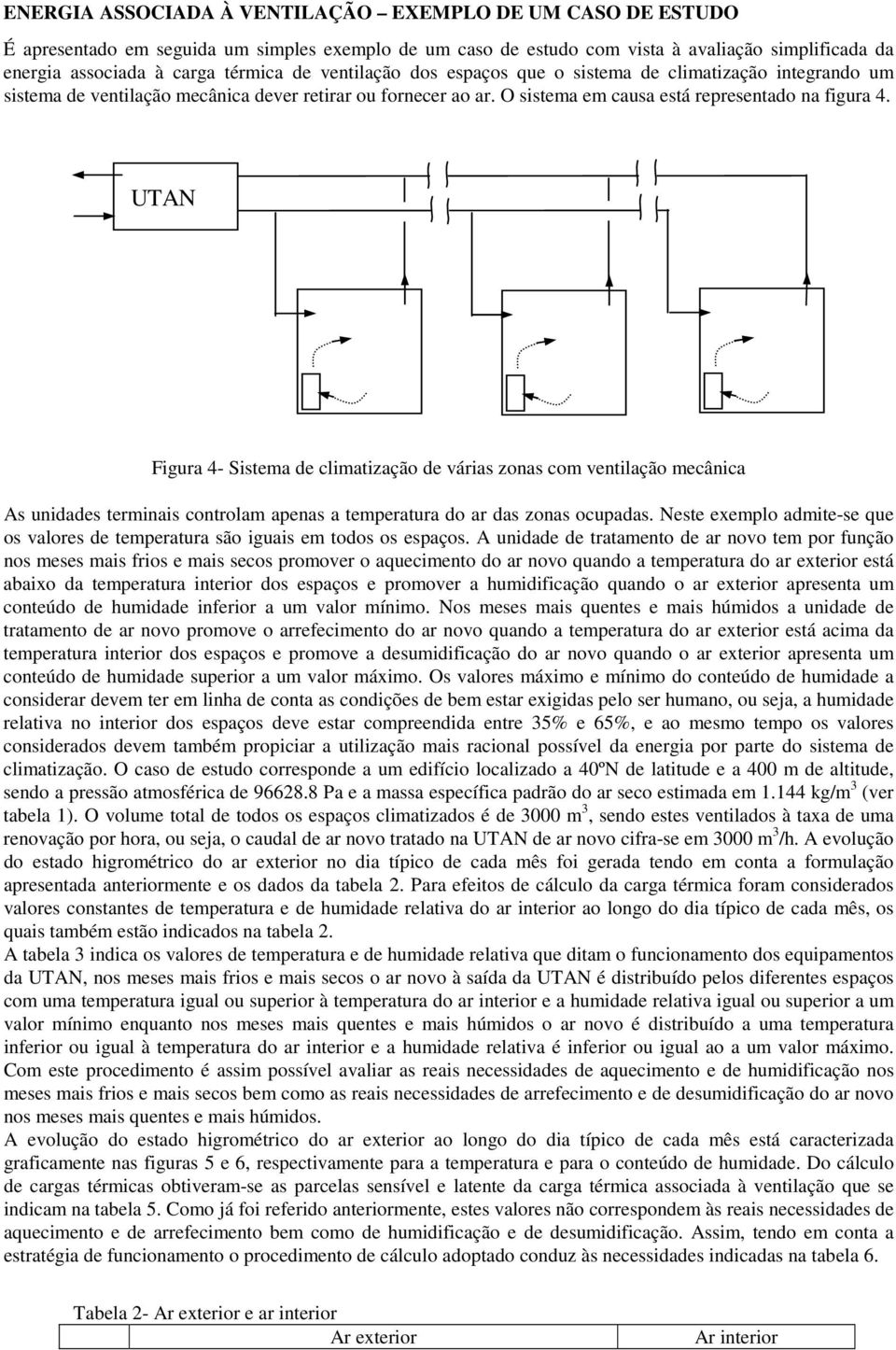 UTAN Fgura 4- Sstema de clmatzação de váras zonas com ventlação mecânca As undades termnas controlam apenas a temperatura do ar das zonas ocupadas.