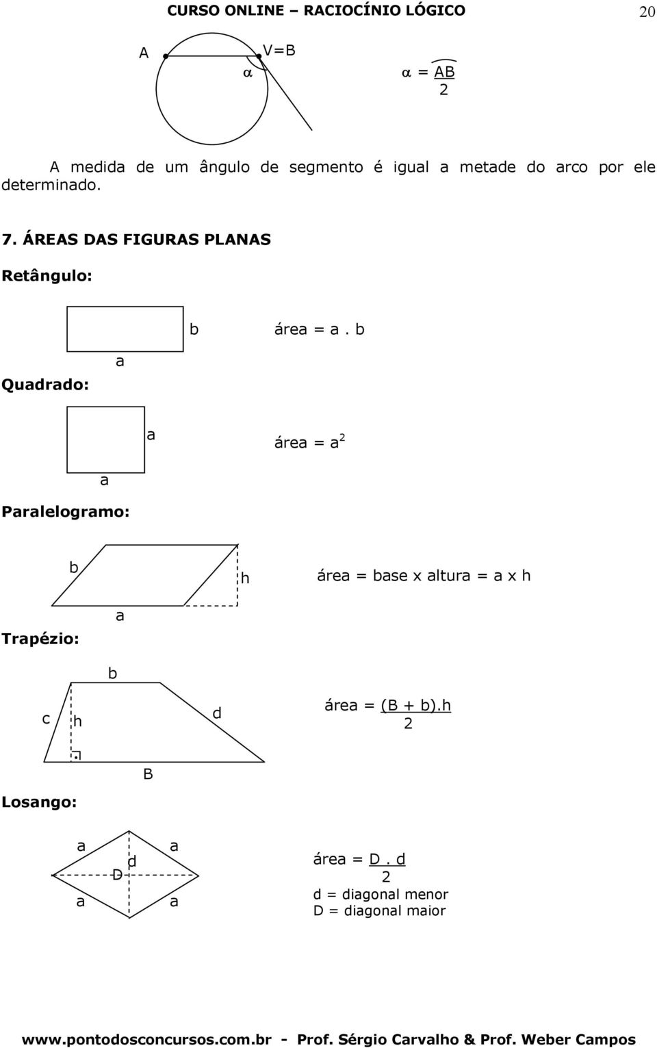 b Qudrdo: áre = Prlelogrmo: b h áre = bse x ltur = x h Trpézio: b c h d áre = ( +