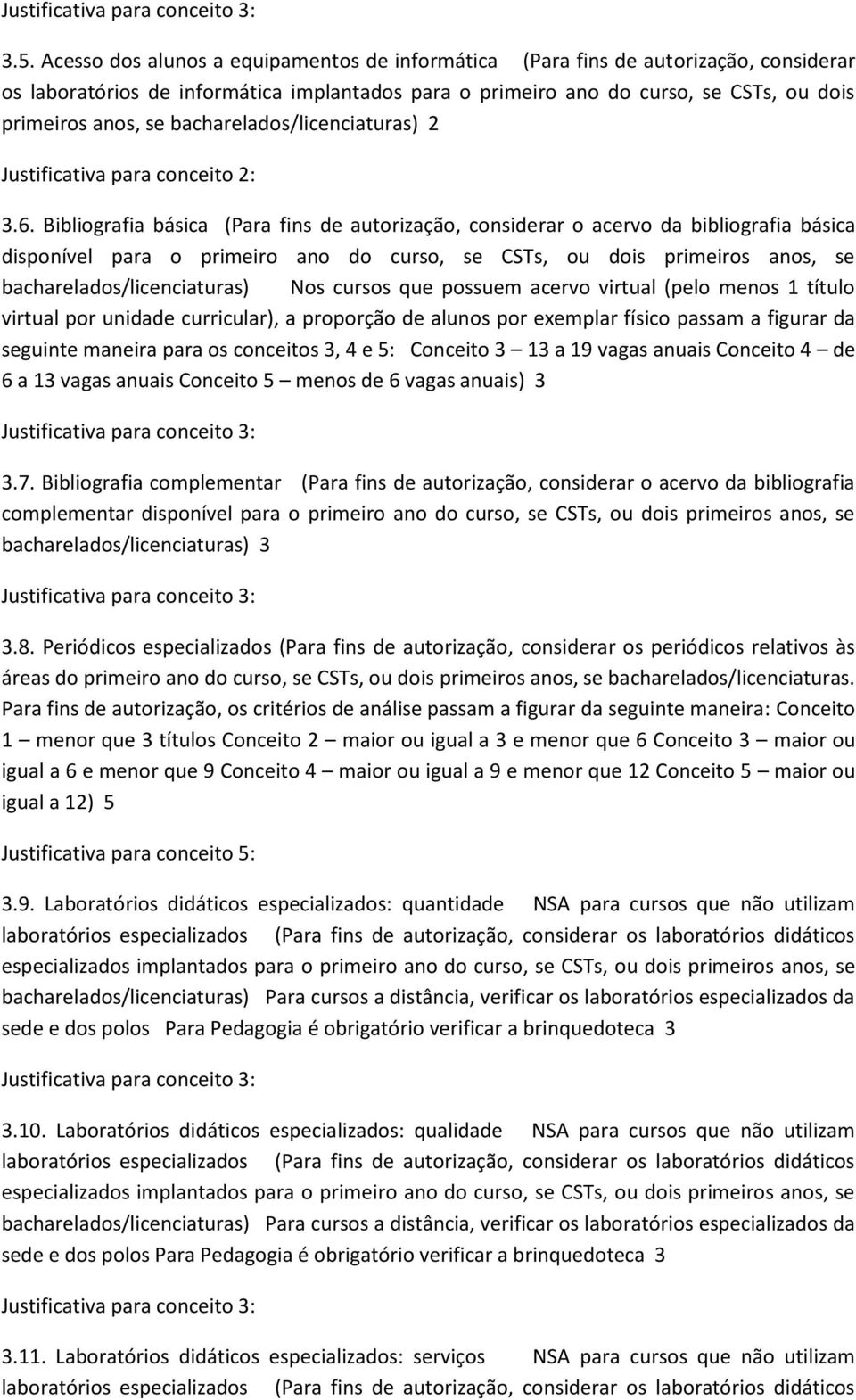 bacharelados/licenciaturas) 2 Justificativa para conceito 2: 3.6.