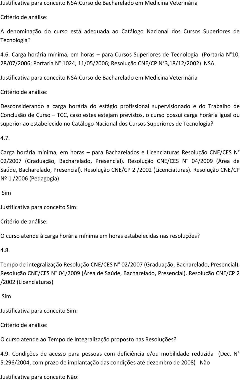 de Bacharelado em Medicina Veterinária Desconsiderando a carga horária do estágio profissional supervisionado e do Trabalho de Conclusão de Curso TCC, caso estes estejam previstos, o curso possui