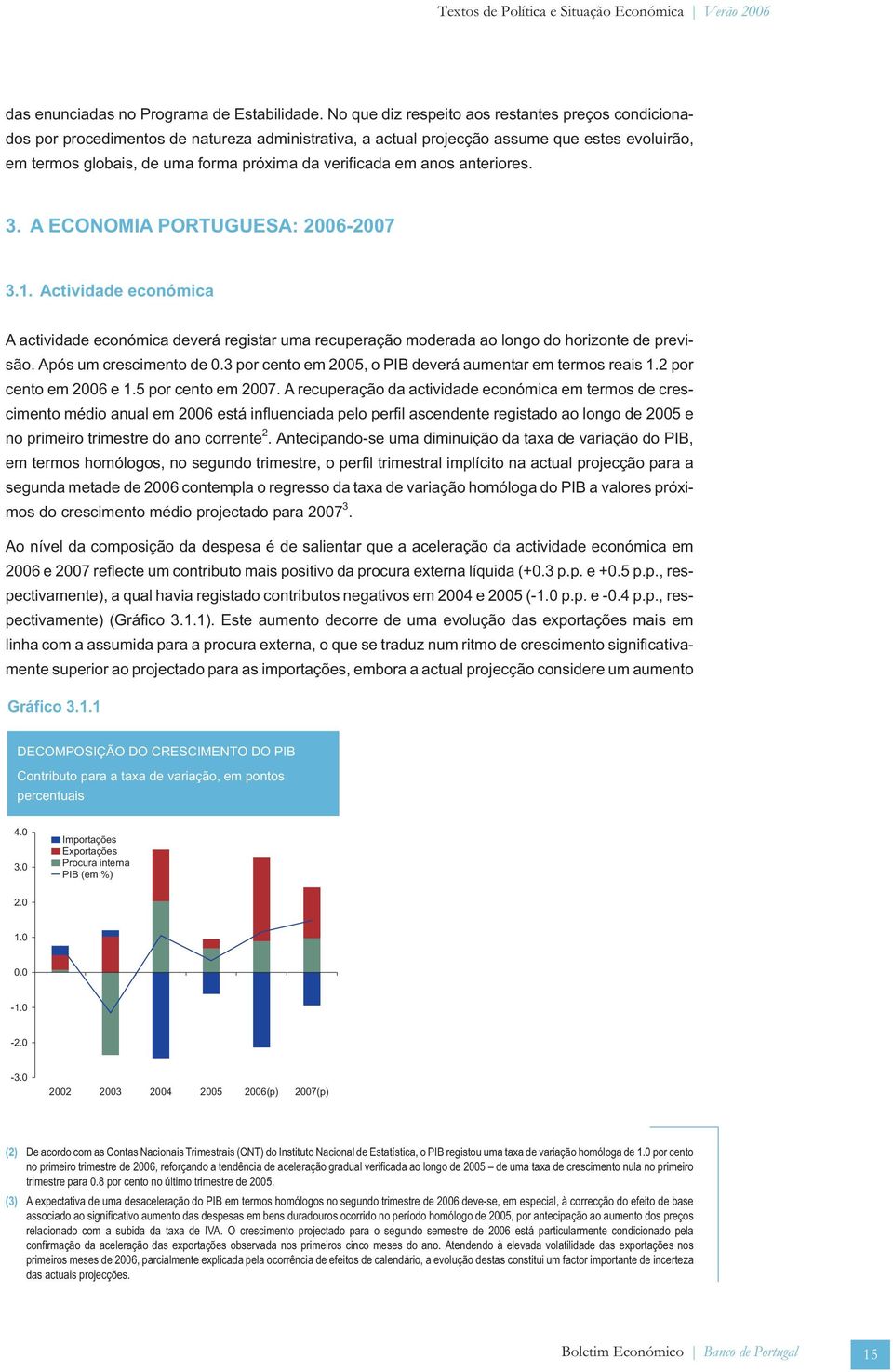 verificada em anos anteriores. 3. A ECONOMIA PORTUGUESA: 26-27 3.1. Actividade económica A actividade económica deverá registar uma recuperação moderada ao longo do horizonte de previsão.