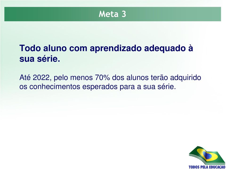 Até 2022, pelo menos 70% dos alunos