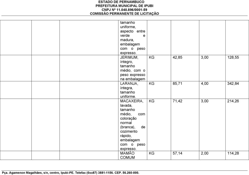 MACAXEIRA, lavada, médio, coloração normal (branca), com de