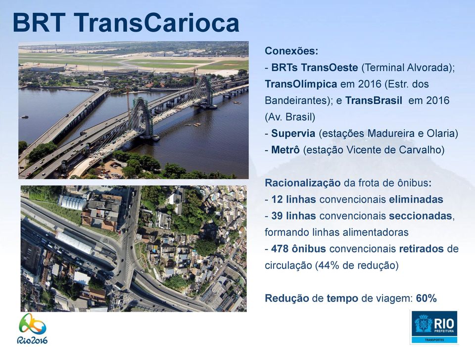 Brasil) - Supervia (estações Madureira e Olaria) - Metrô (estação Vicente de Carvalho) Racionalização da frota de