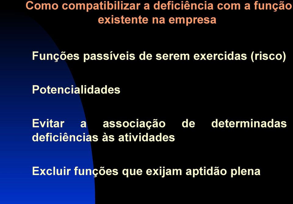 Potencialidades Evitar a associação de determinadas