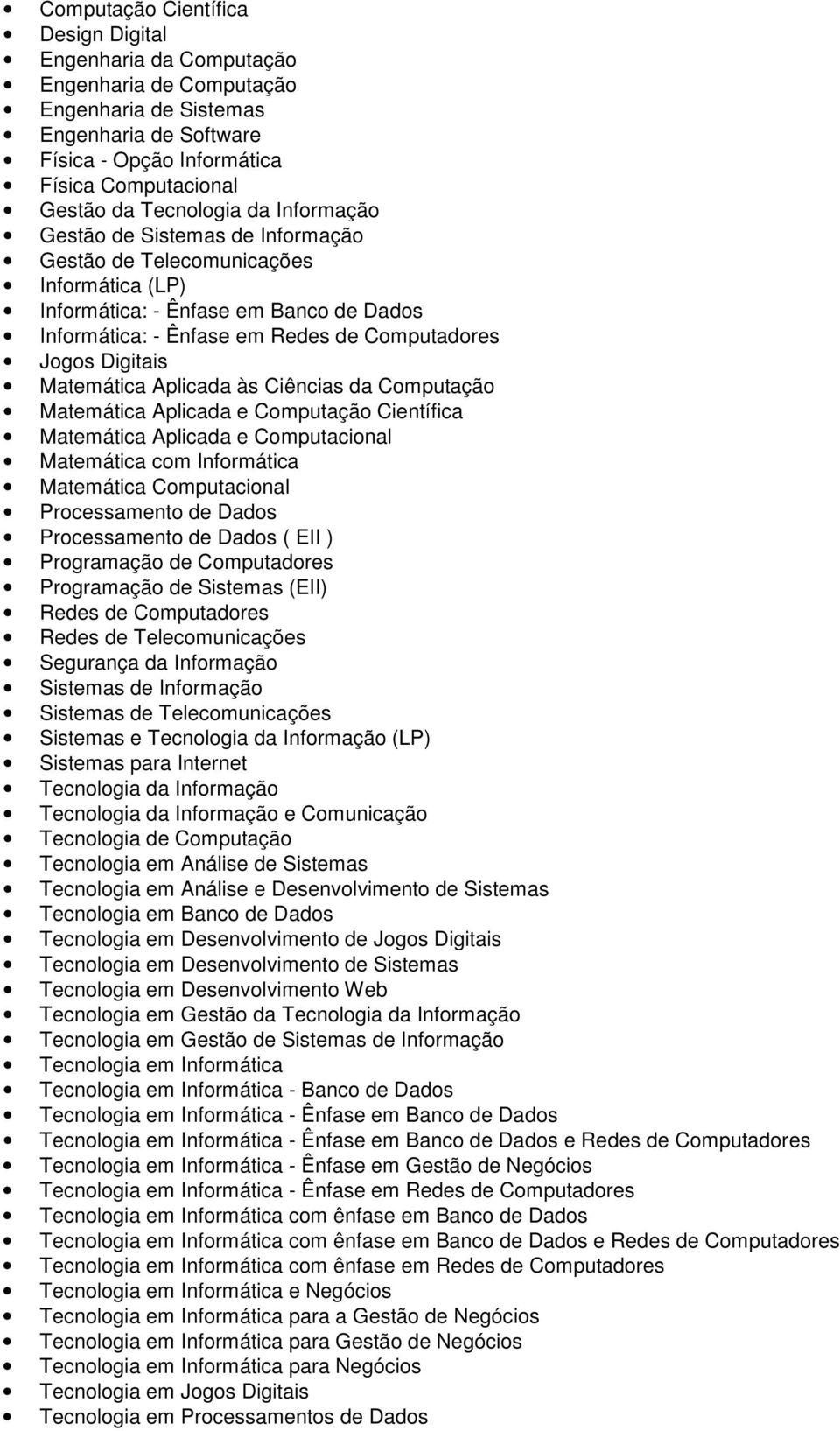 Digitais Matemática Aplicada às Ciências da Computação Matemática Aplicada e Computação Científica Matemática Aplicada e Computacional Matemática com Informática Matemática Computacional