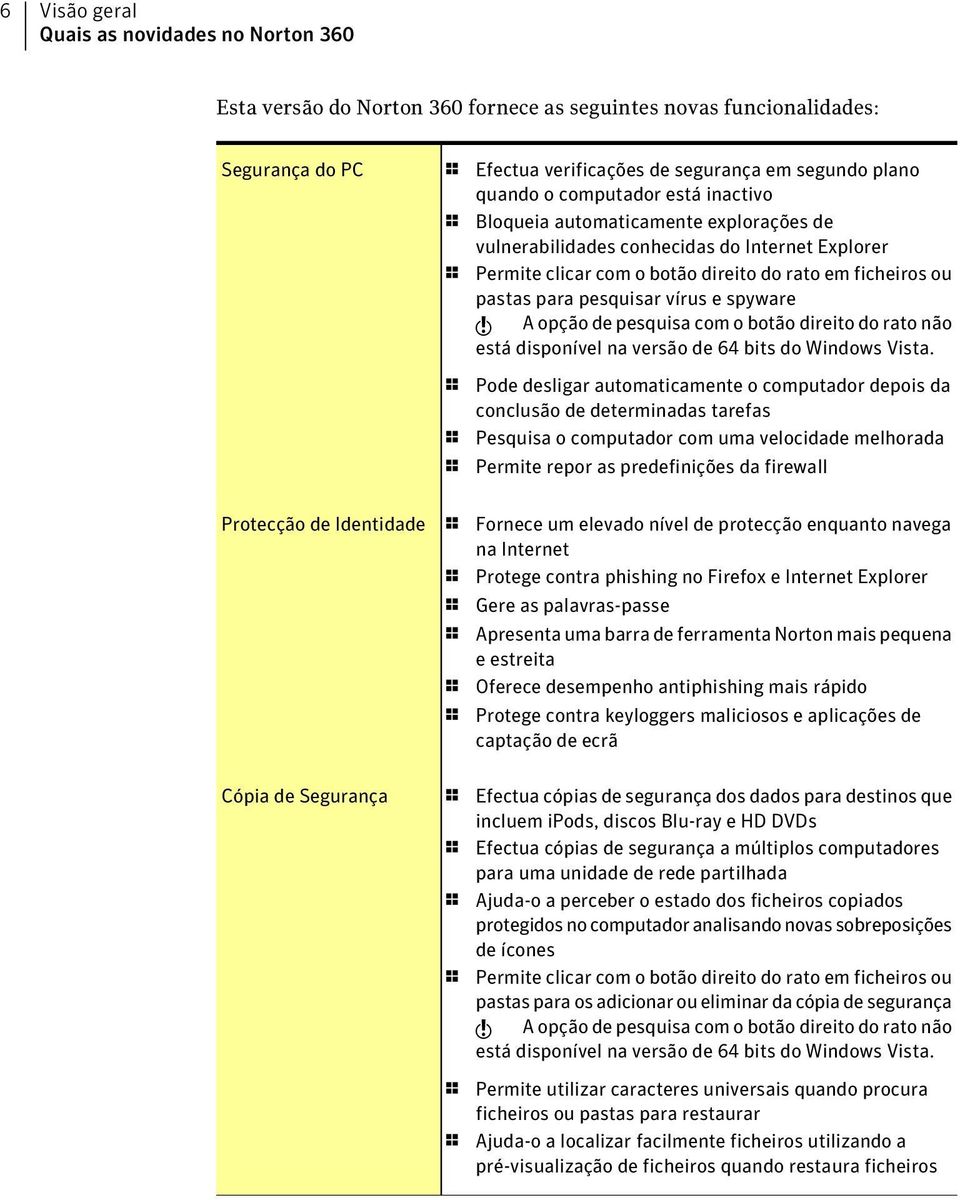 vírus e spyware w A opção de pesquisa com o botão direito do rato não está disponível na versão de 64 bits do Windows Vista.