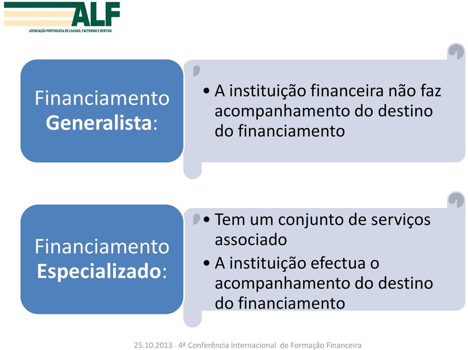 Financiamento Especializado: Tem um conjunto de serviços