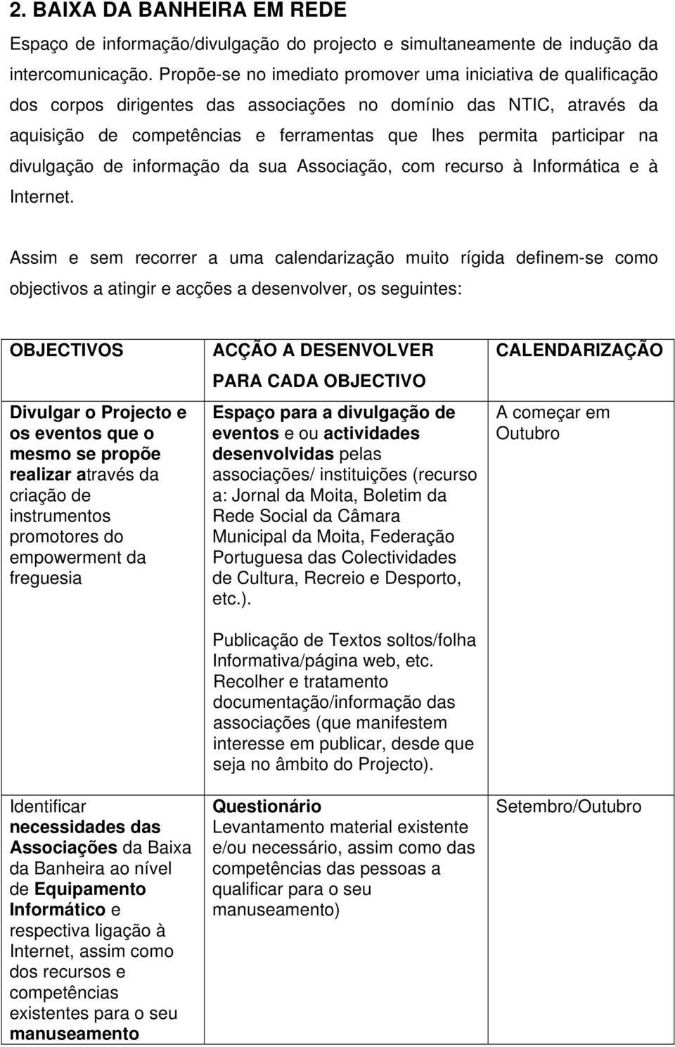 na divulgação de informação da sua Associação, com recurso à Informática e à Internet.