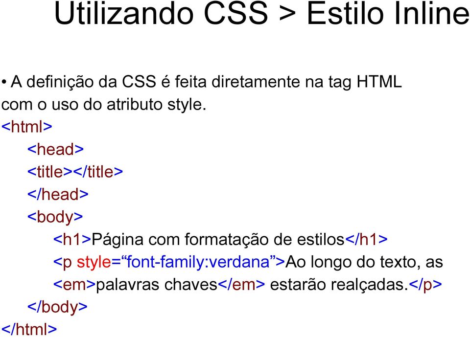 <html> <head> <title></title> </head> <body> <h1>página com formatação de