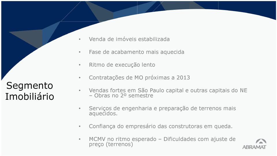 do NE Obras no 2º semestre Serviços de engenharia e preparação de terrenos mais aquecidos.