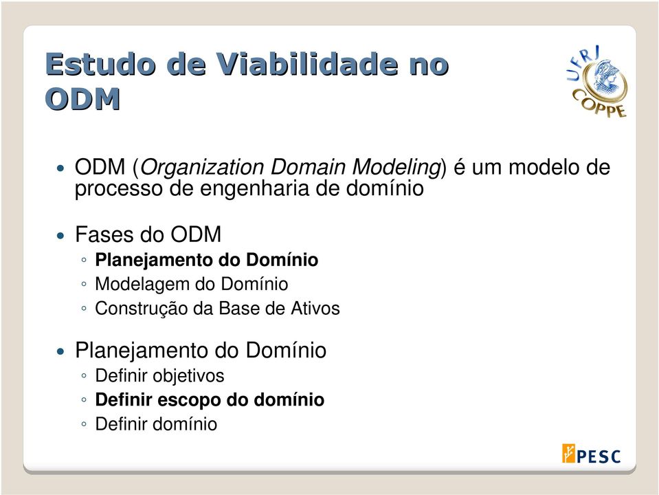 do Domínio Modelagem do Domínio Construção da Base de Ativos