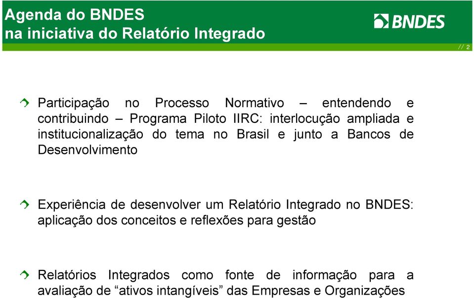de Desenvolvimento Experiência de desenvolver um Relatório Integrado no BNDES: aplicação dos conceitos e reflexões
