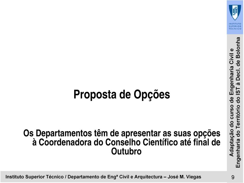 até final de Outubro Instituto Superior Técnico /