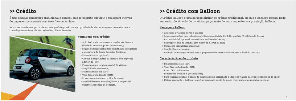 Vantagens com crédito > Aplicável a viaturas novas e usadas até 10 anos (idade do veículo + prazo do contrato); > Seguro de Responsabilidade Civil Mínima Obrigatória e cobertura de Danos Próprios