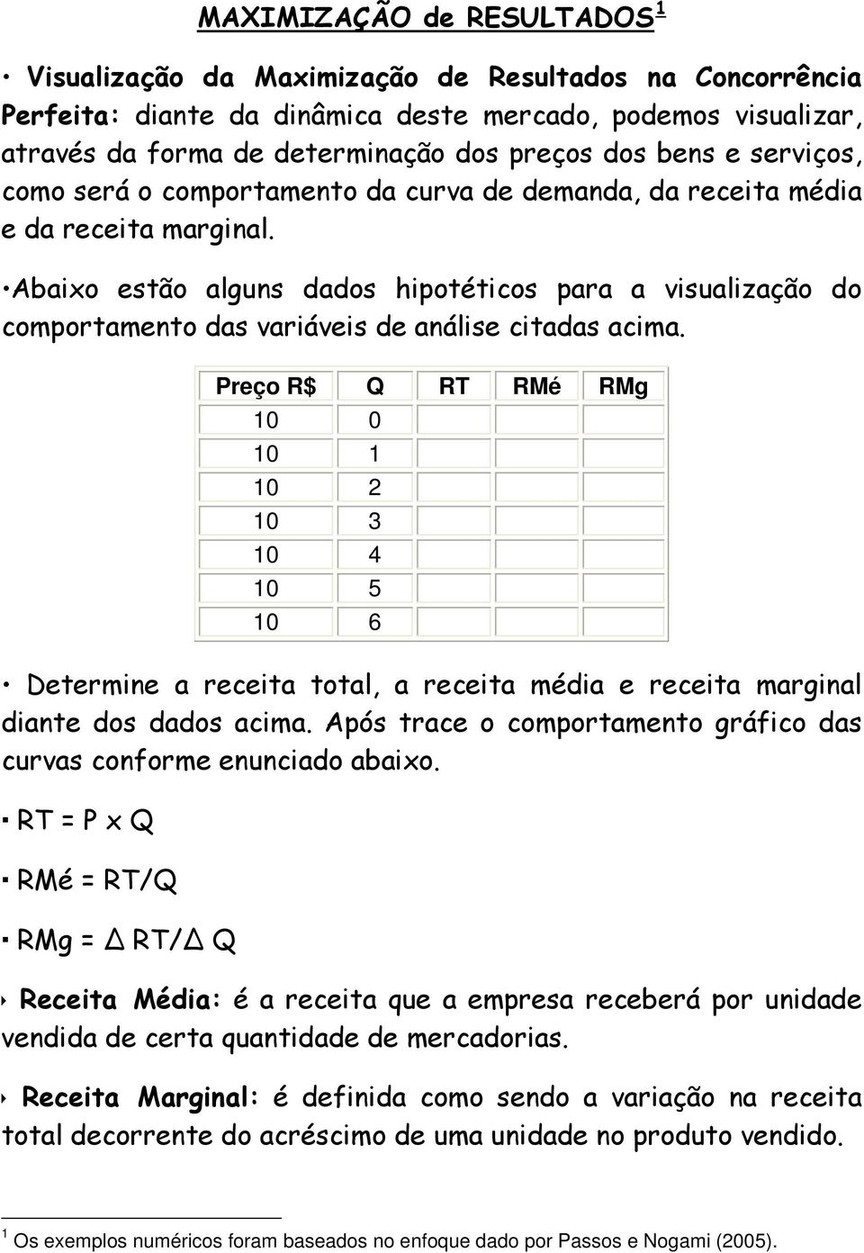 Abaixo estão alguns dados hipotéticos para a visualização do comportamento das variáveis de análise citadas acima.