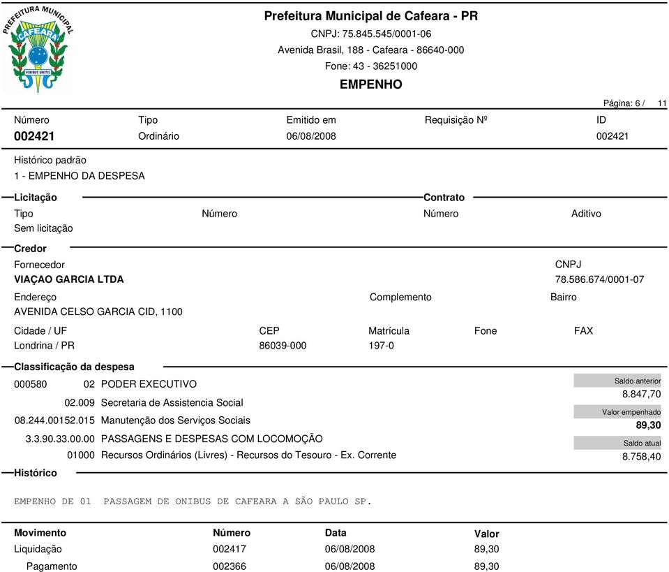 015 Manutenção dos Serviços Sociais 3.3.90.33.00.