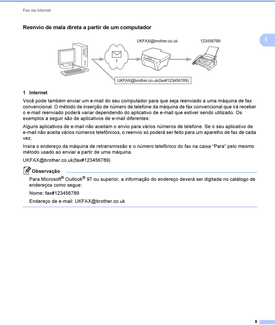 Os exemplos a seguir são de aplicativos de e-mail diferentes: Alguns aplicativos de e-mail não aceitam o envio para vários números de telefone.