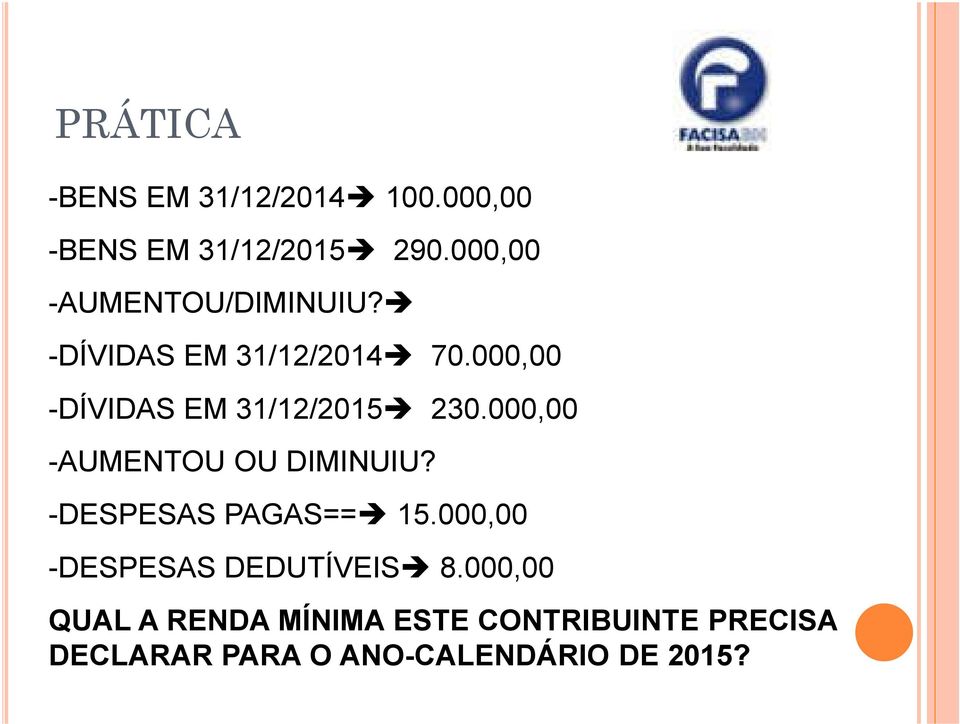 000,00 -DÍVIDAS EM 31/12/2015 230.000,00 -AUMENTOU OU DIMINUIU?