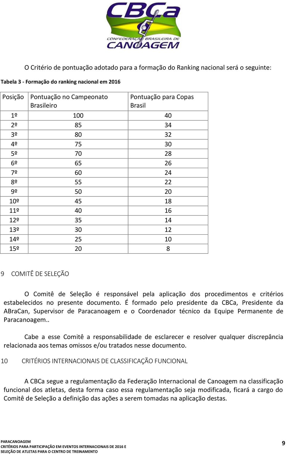 responsável pela aplicação dos procedimentos e critérios estabelecidos no presente documento.