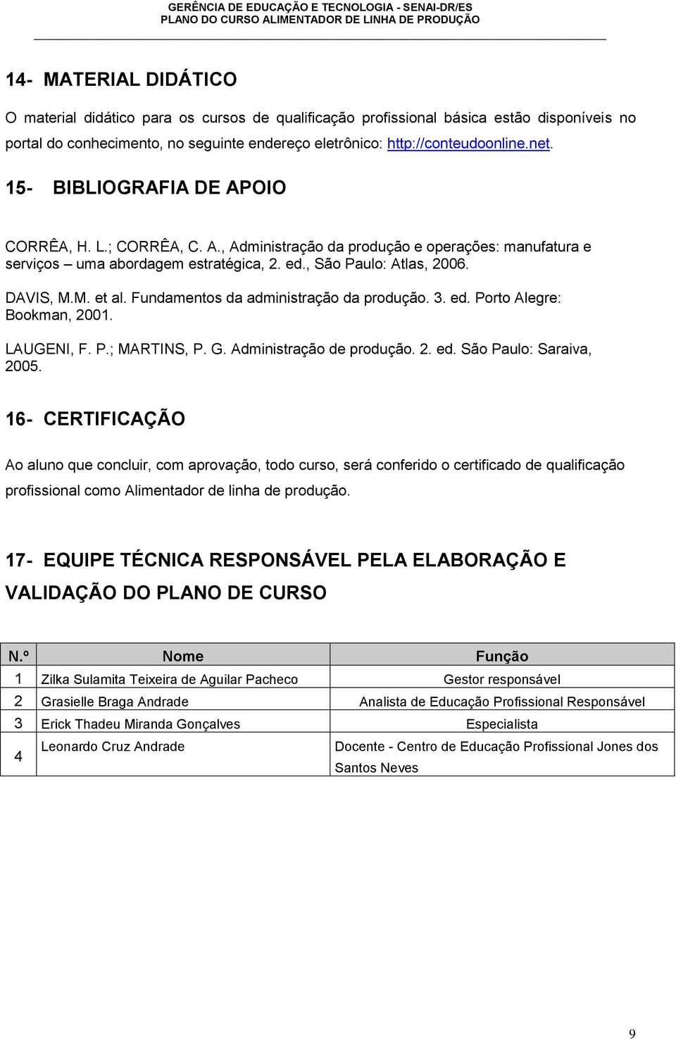 Fundamentos da administração da produção. 3. ed. Porto Alegre: Bookman, 2001. LAUGENI, F. P.; MARTINS, P. G. Administração de produção. 2. ed. São Paulo: Saraiva, 2005.