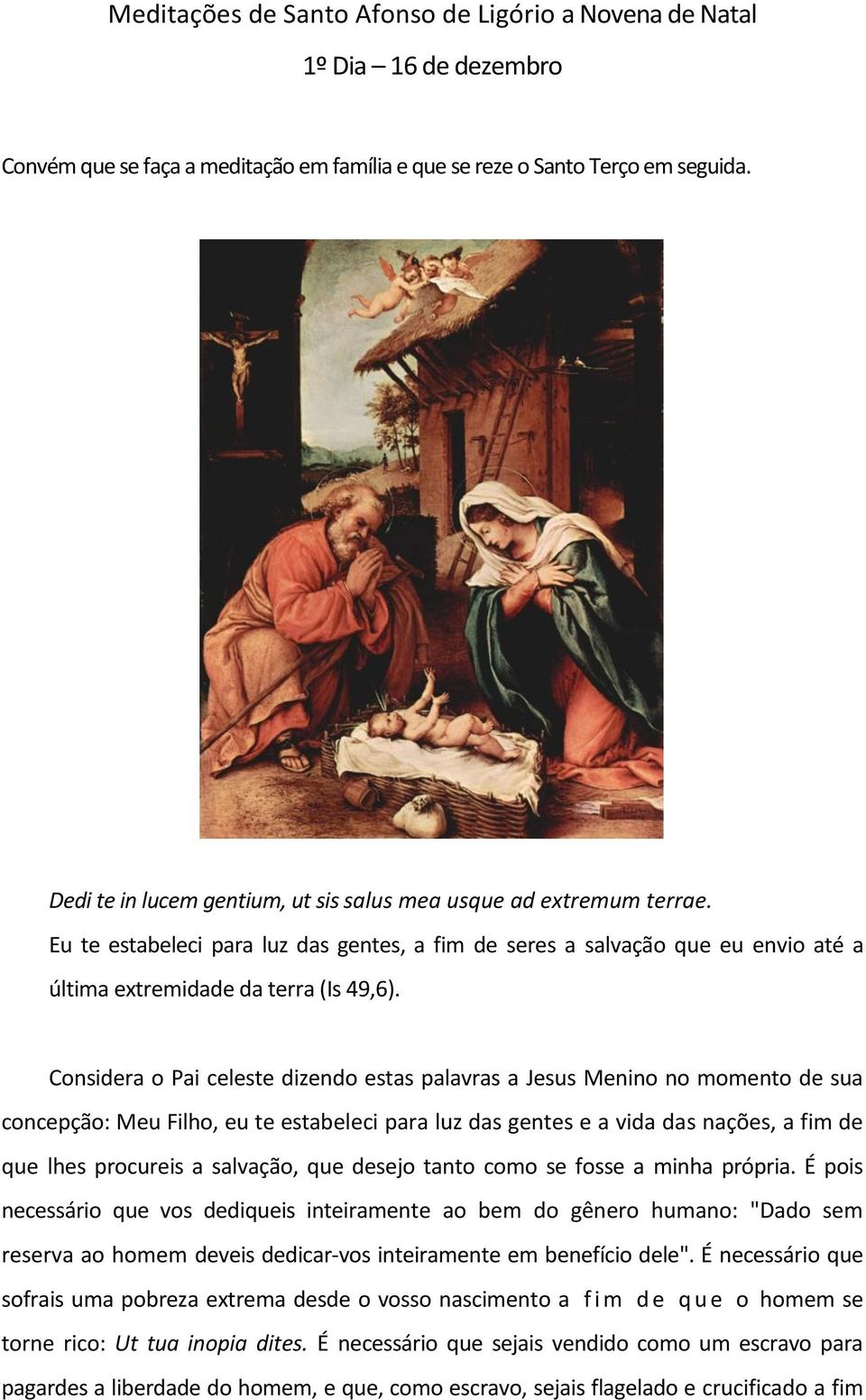 Meditações de Santo Afonso de Ligório a Novena de Natal 1º Dia 16 de  dezembro - PDF Free Download