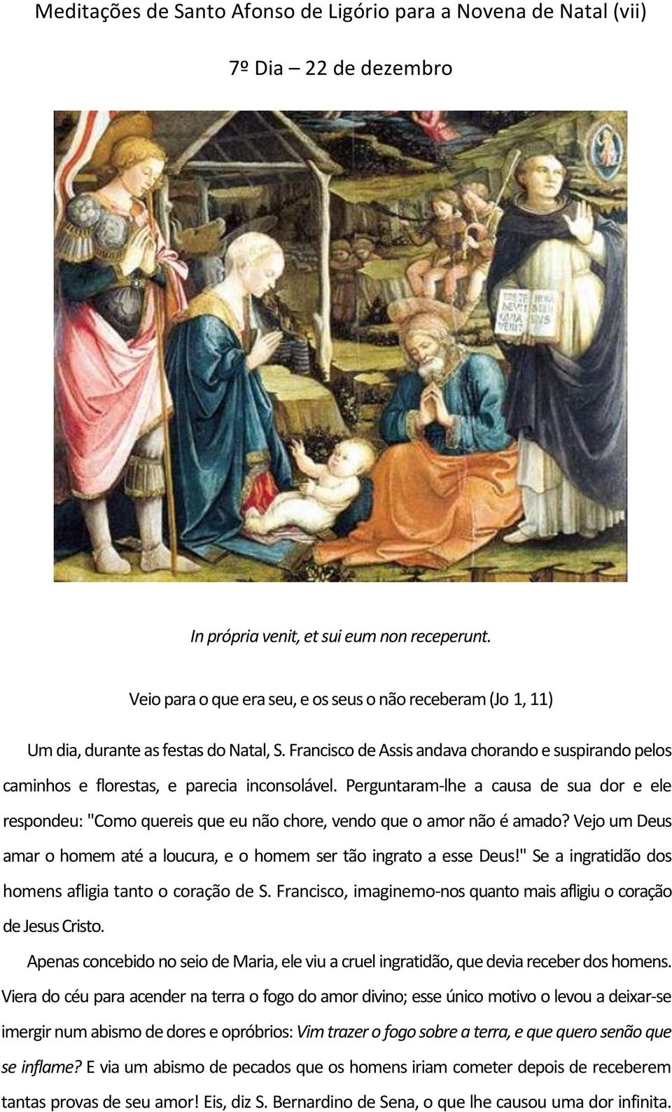 Meditações de Santo Afonso de Ligório a Novena de Natal 1º Dia 16 de  dezembro - PDF Free Download