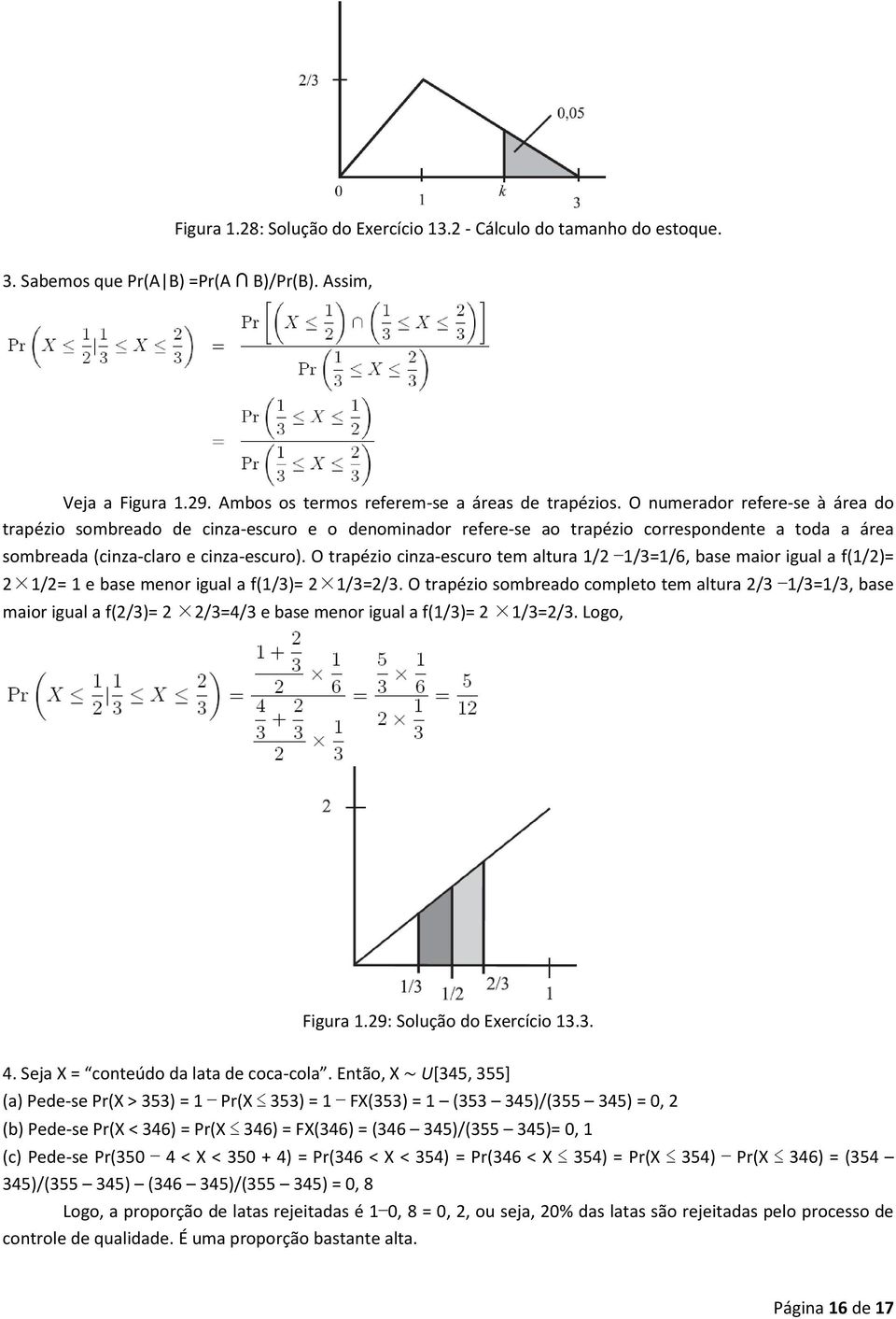 O trapézio cinza-escuro tem altura 1/2 1/3=1/6, base maior igual a f(1/2)= 2 1/2= 1 e base menor igual a f(1/3)= 2 1/3=2/3.