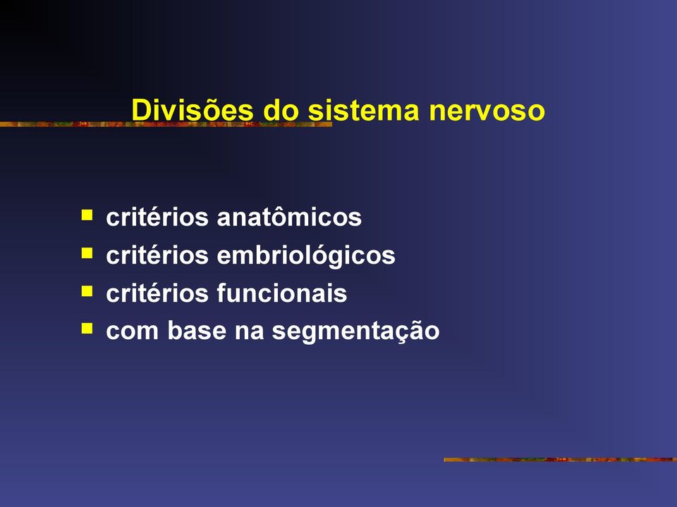 critérios embriológicos