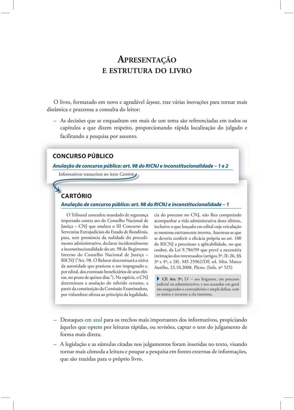 CONCURSO PÚBLICO Anulação de concurso público: art. 98 do RICNJ e inconstitucionalidade 1 e 2 Informativos transcritos no item Cartório. CARTÓRIO Anulação de concurso público: art.