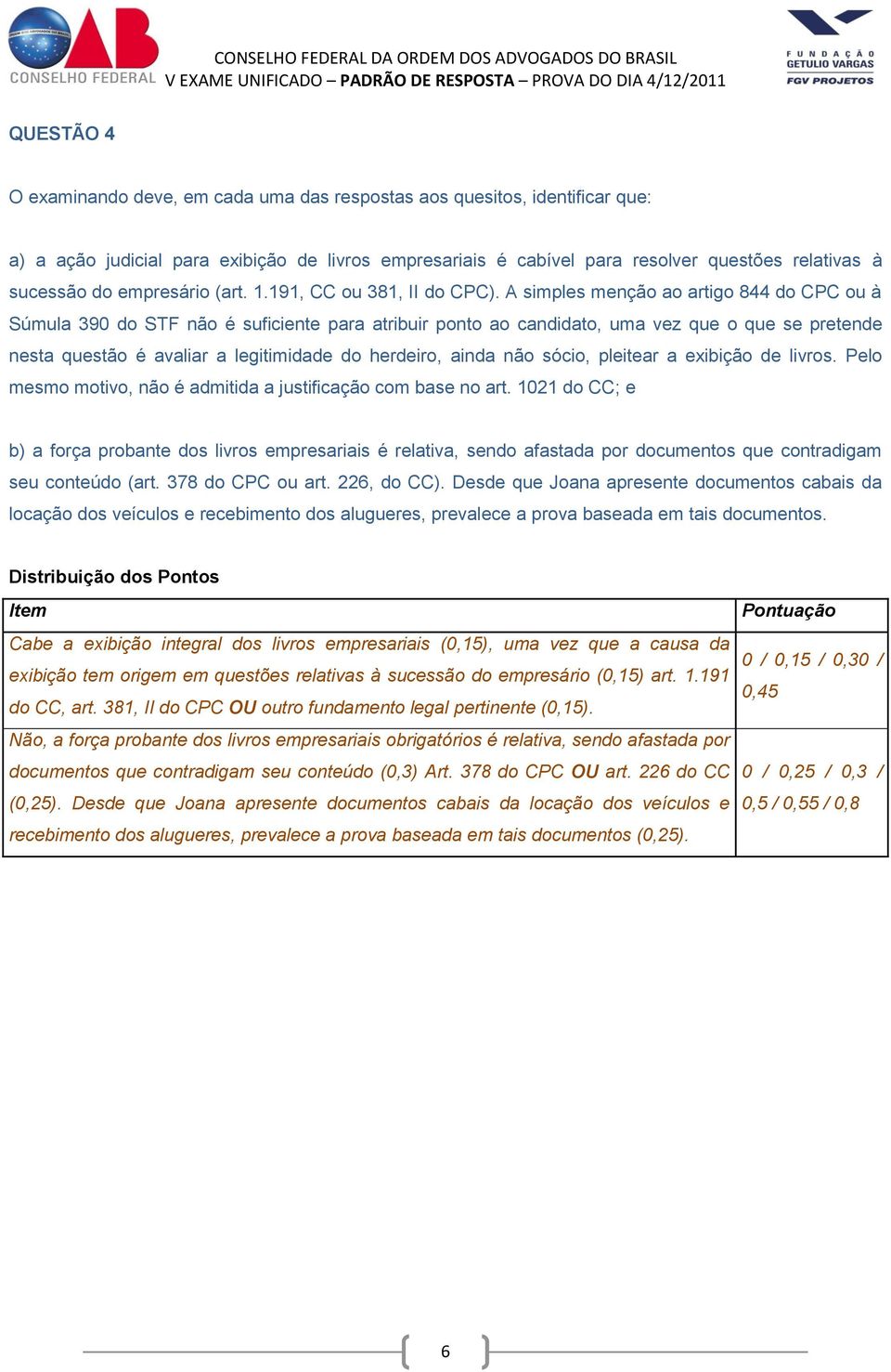 A simples menção ao artigo 844 do CPC ou à Súmula 390 do STF não é suficiente para atribuir ponto ao candidato, uma vez que o que se pretende nesta questão é avaliar a legitimidade do herdeiro, ainda