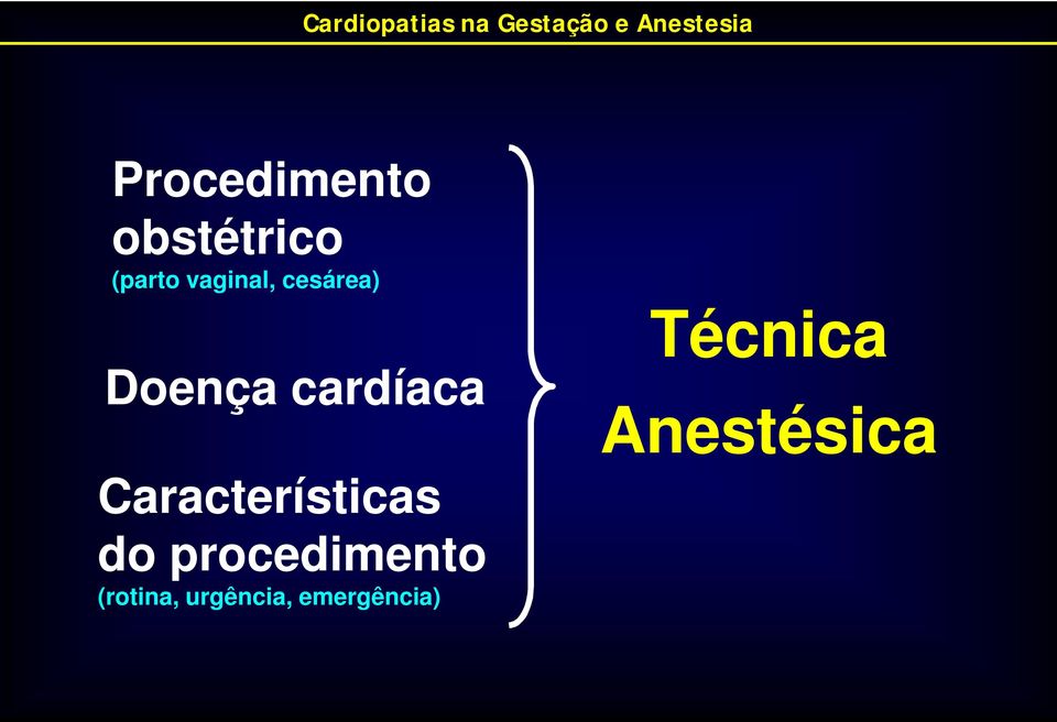 cesárea) Doença cardíaca Técnica Anestésica