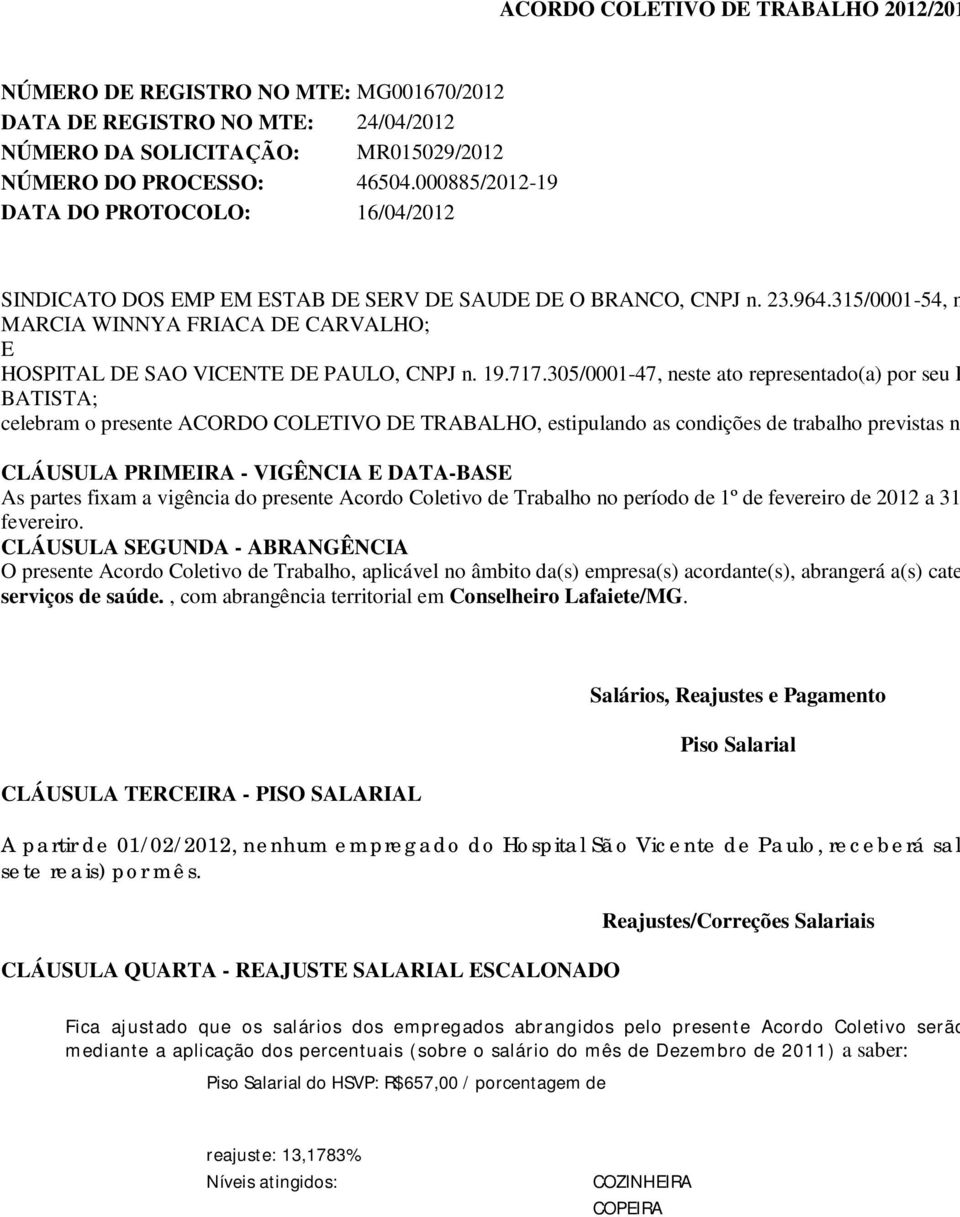 315/0001-54, n MARCIA WINNYA FRIACA DE CARVALHO; E HOSPITAL DE SAO VICENTE DE PAULO, CNPJ n. 19.717.