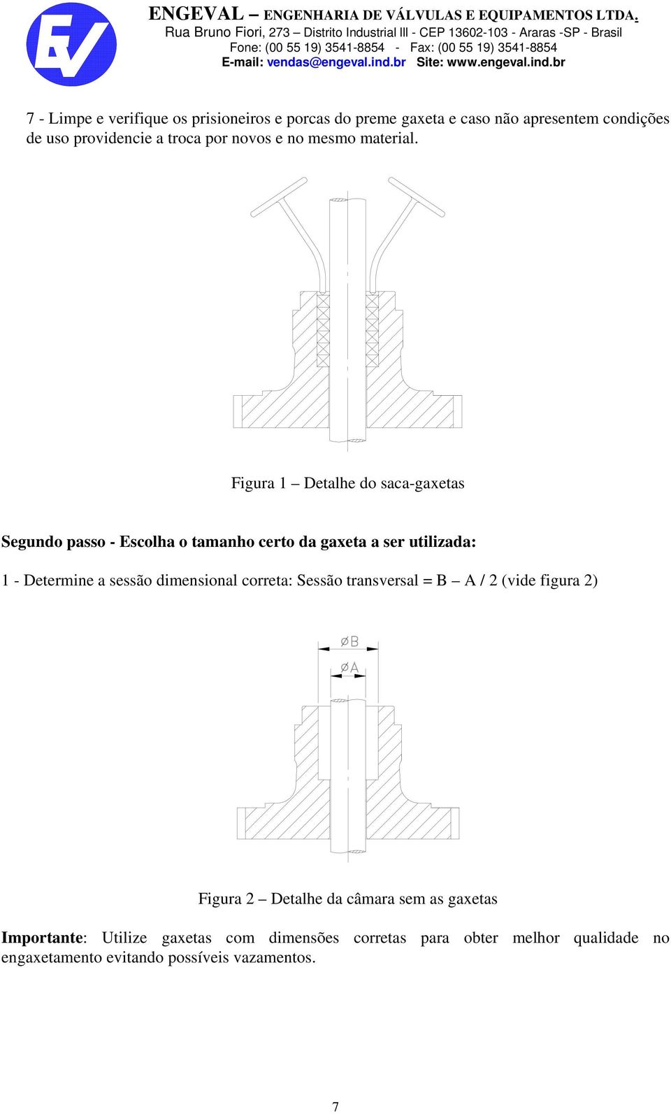 Figura 1 Detalhe do saca-gaxetas Segundo passo - Escolha o tamanho certo da gaxeta a ser utilizada: 1 - Determine a sessão