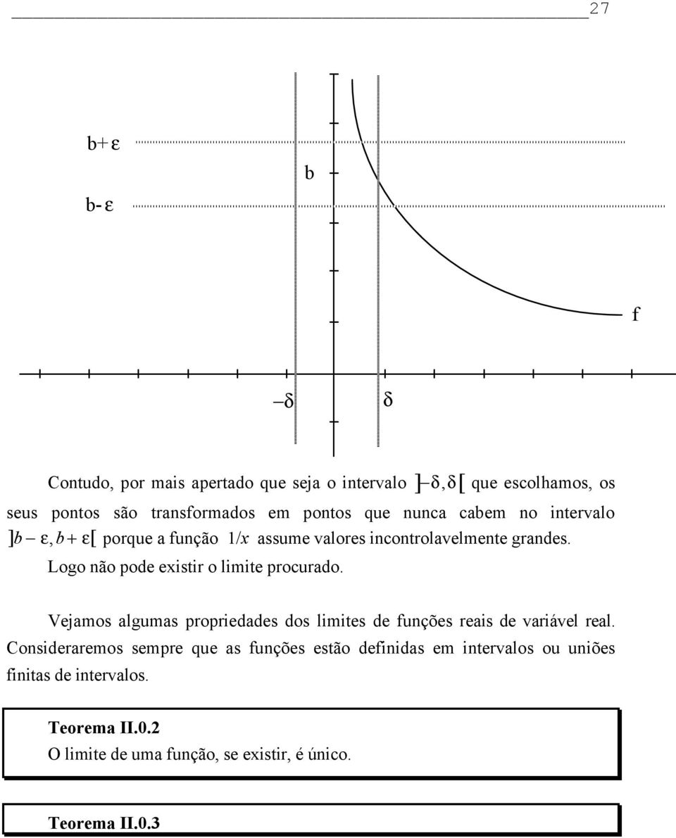 Logo não pode existir o ite procurado. Vejamos algumas propriedades dos ites de funções reais de variável real.