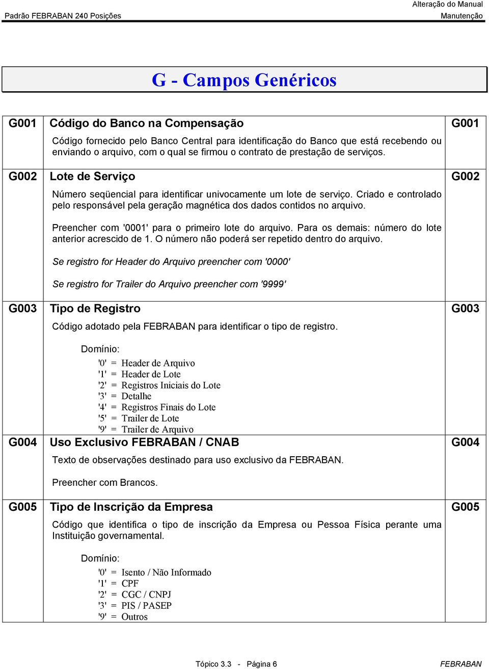 Criado e controlado pelo responsável pela geração magnética dos dados contidos no arquivo. Preencher com '0001' para o primeiro lote do arquivo. Para os demais: número do lote anterior acrescido de 1.