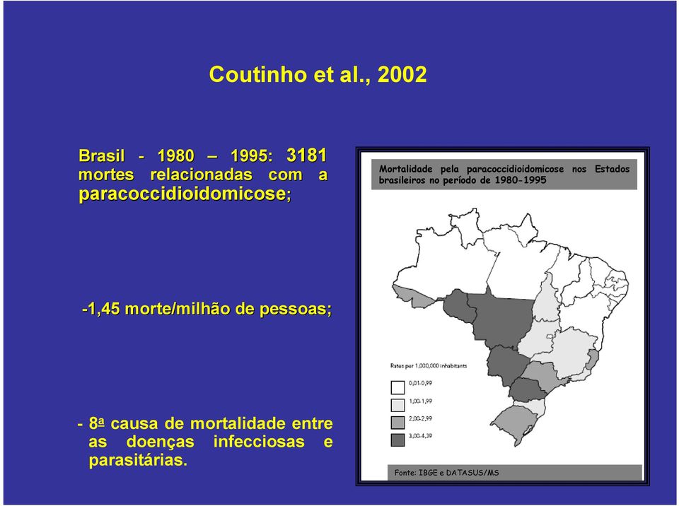 paracoccidioidomicose; Mortalidade pela paracoccidioidomicose nos Estados