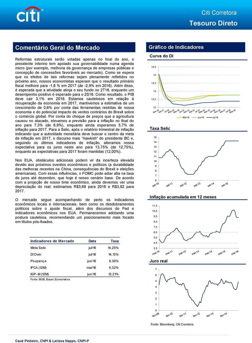 Como se espera que os efeitos de tais reformas sejam plenamente refletidos no próximo ano, nossos economistas esperam que o resultado primário fiscal melhore para -1,8 % em 2017 (de -2,9% em 2016).