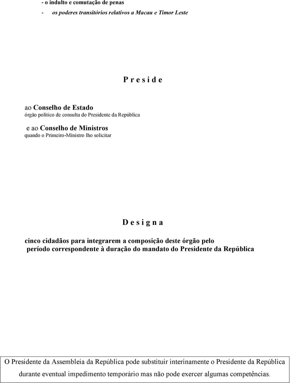 integrarem a composição deste órgão pelo período correspondente à duração do mandato do Presidente da República O Presidente da Assembleia da