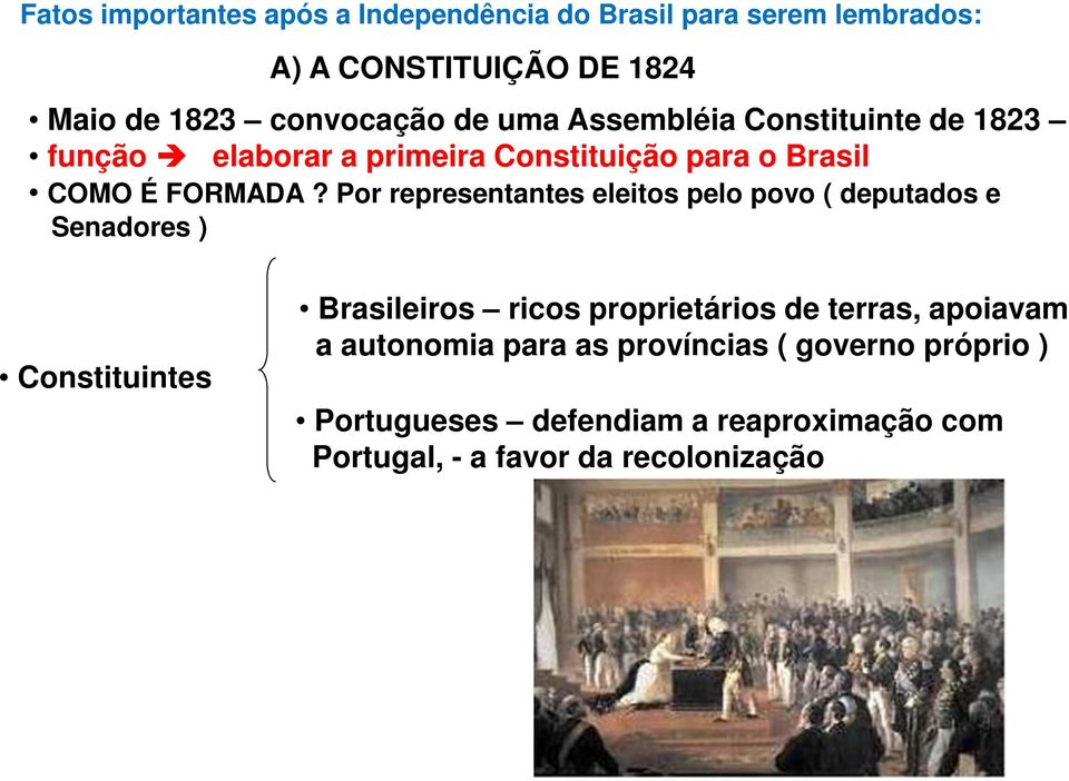 Por representantes eleitos pelo povo ( deputados e Senadores ) Constituintes Brasileiros ricos proprietários de terras,