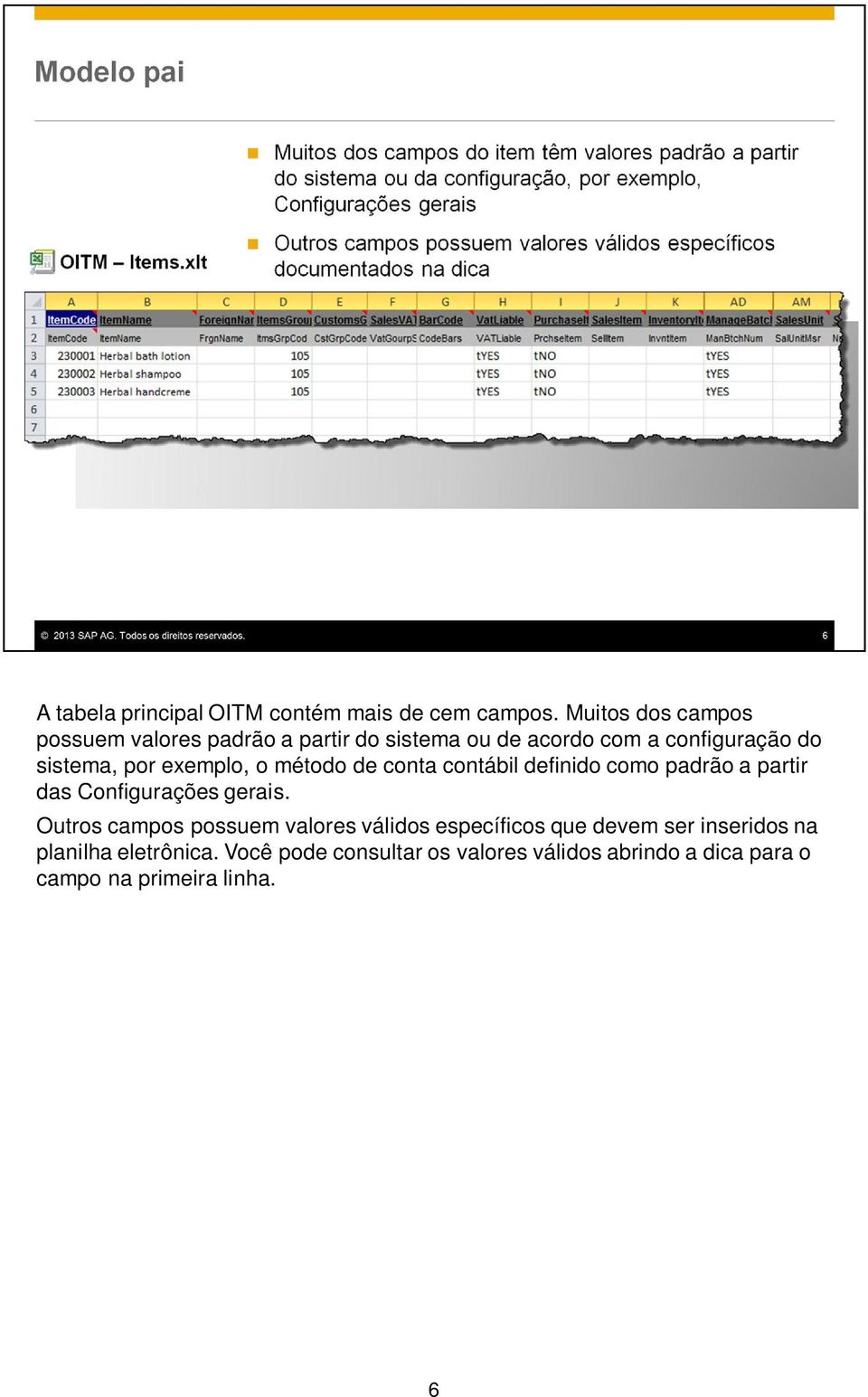 exemplo, o método de conta contábil definido como padrão a partir das Configurações gerais.