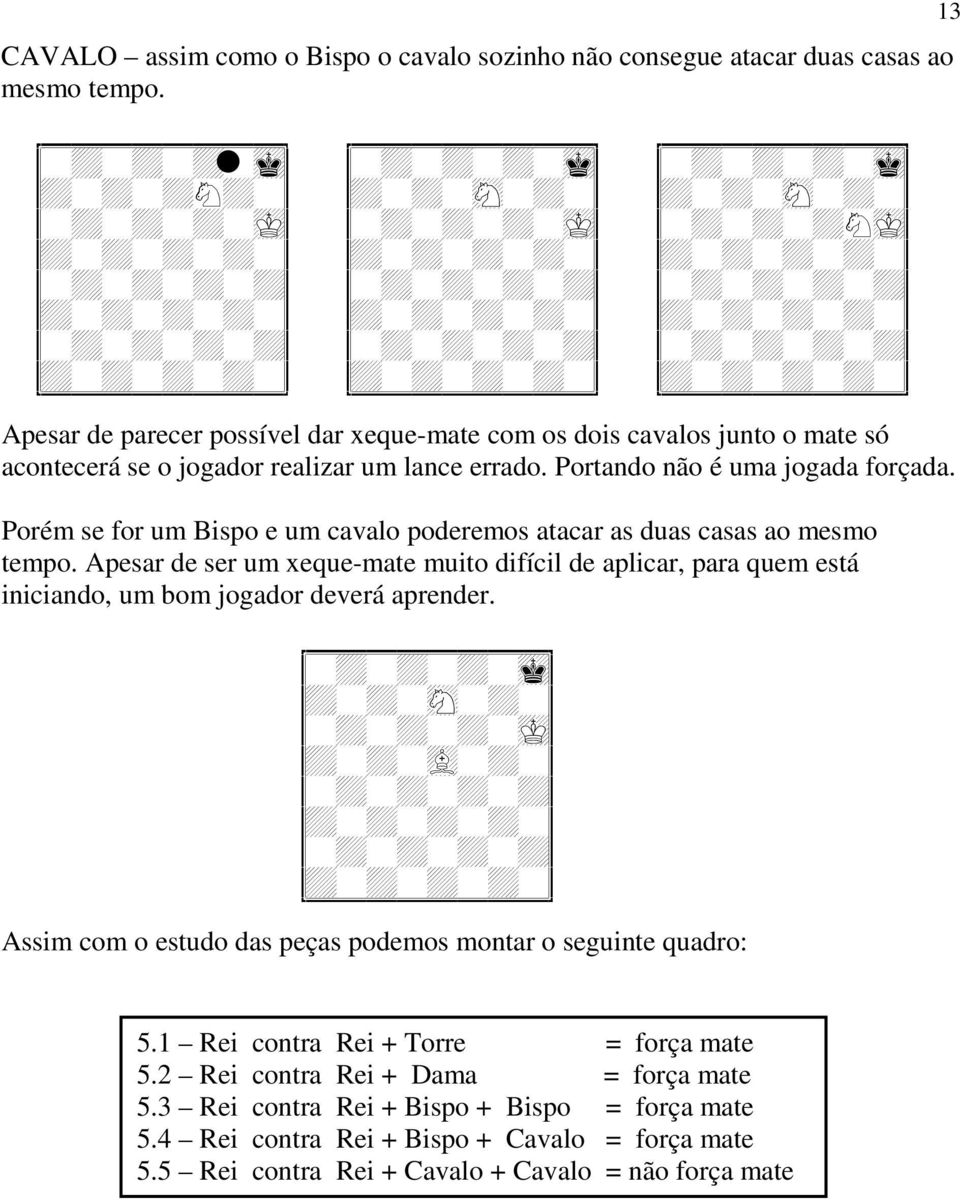 Portando não é uma jogada forçada. Porém se for um Bispo e um cavalo poderemos atacar as duas casas ao mesmo tempo.