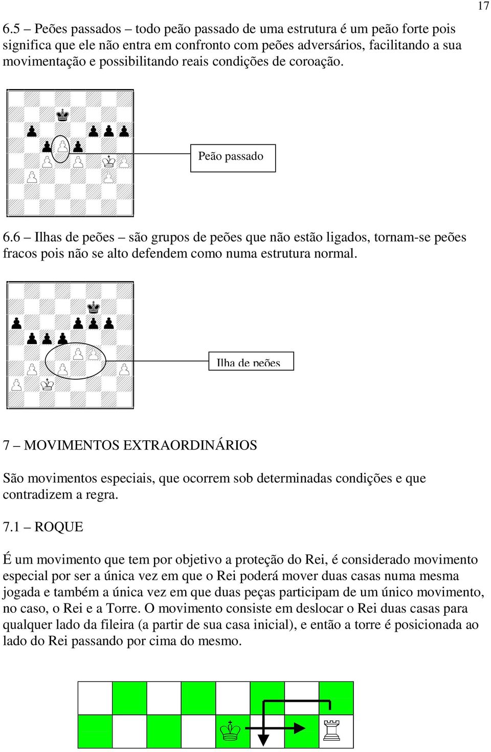 6 Ilhas de peões são grupos de peões que não estão ligados, tornam-se peões fracos pois não se alto defendem como numa estrutura normal. I@?