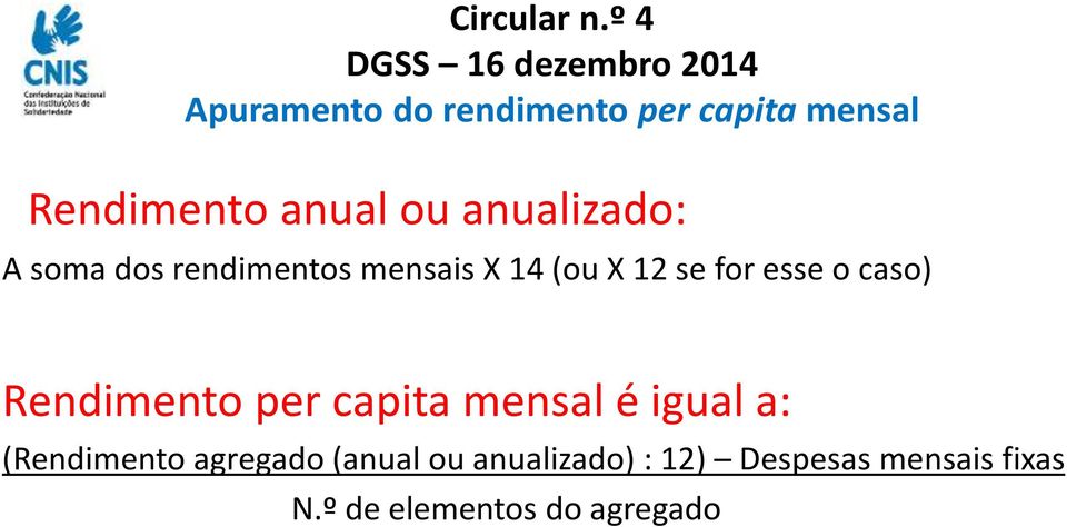 o caso) Rendimento per capita mensal é igual a: (Rendimento agregado